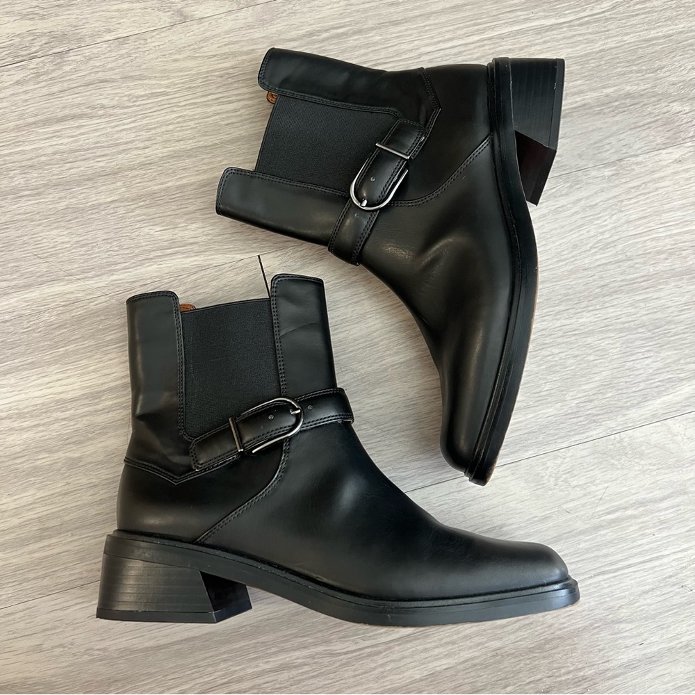 Franco Sarto, Gratia, Black, Leather, Buckle Boots | Women’s 8 - Picture 1 of 7
